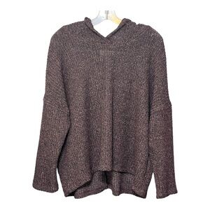 Jolie Cropped Drop Shoulder Purple Knit Sweater w/Hood Woman’s Plus-size 2X